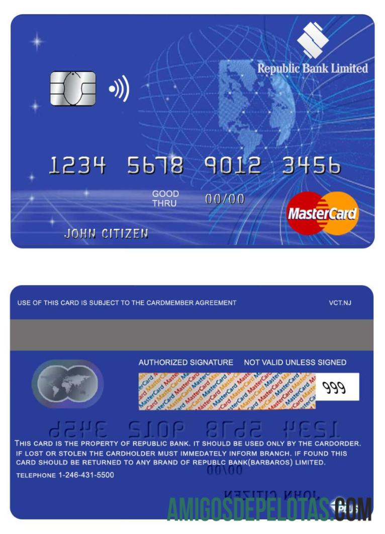 Mastercard do Banco da República de Barbados modelo